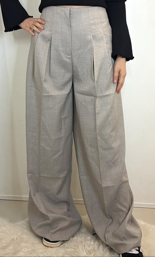 Pantalon large tissu fluide et plissé