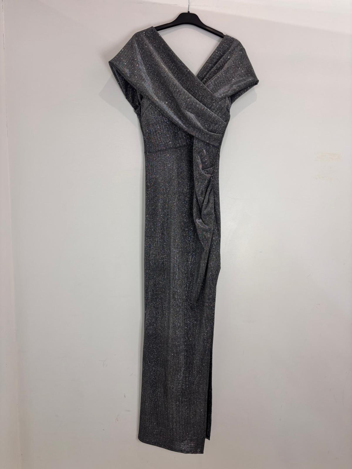 Robe longue fendue drapée