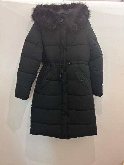 Doudoune longue à capuche fourrure