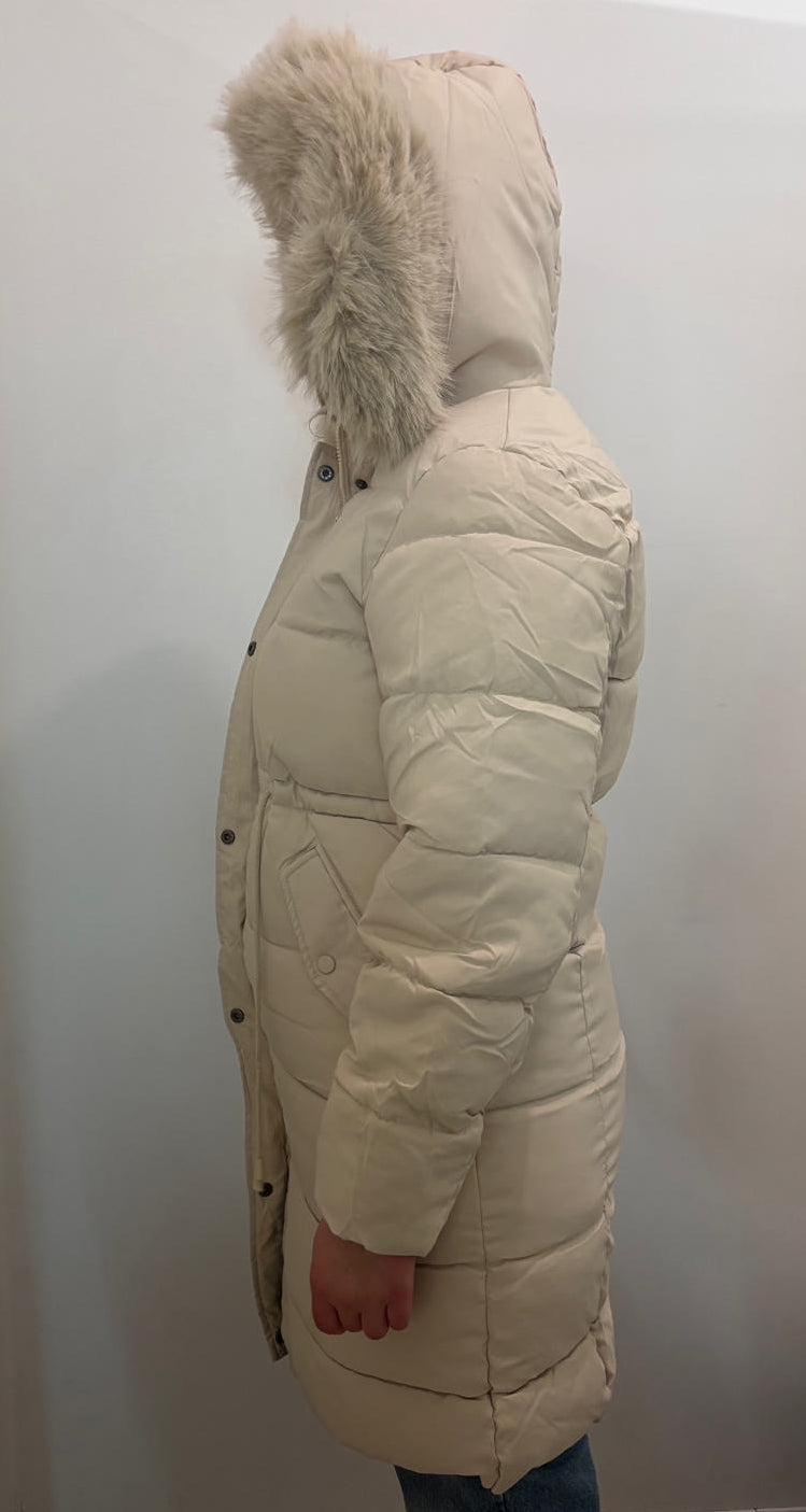 Doudoune longue à capuche fourrure