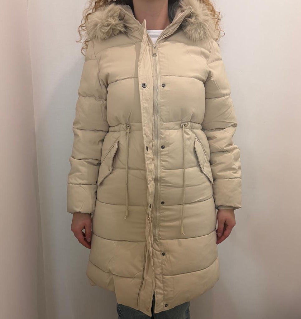 Doudoune longue à capuche fourrure