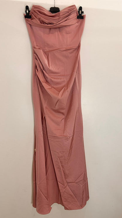 Robe longue bustier drapé fente avant & tissu fluide