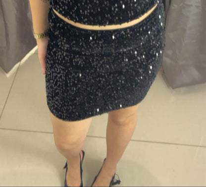 Jupe à sequins coupe moulante & effet brillant