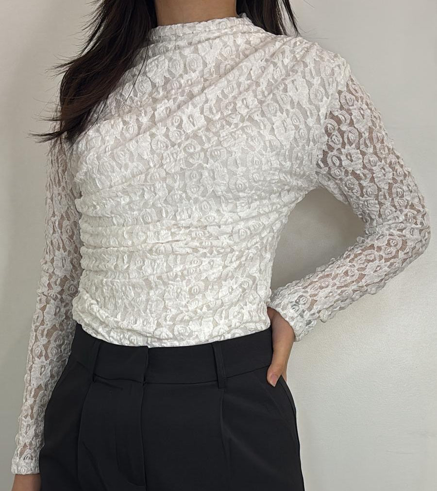 Body dentelle col haut