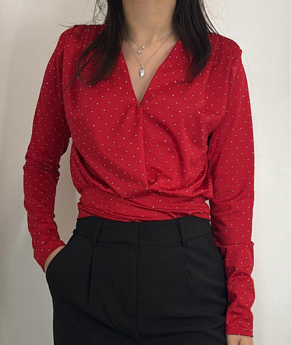 Body décolleté plongeant strassé croisé