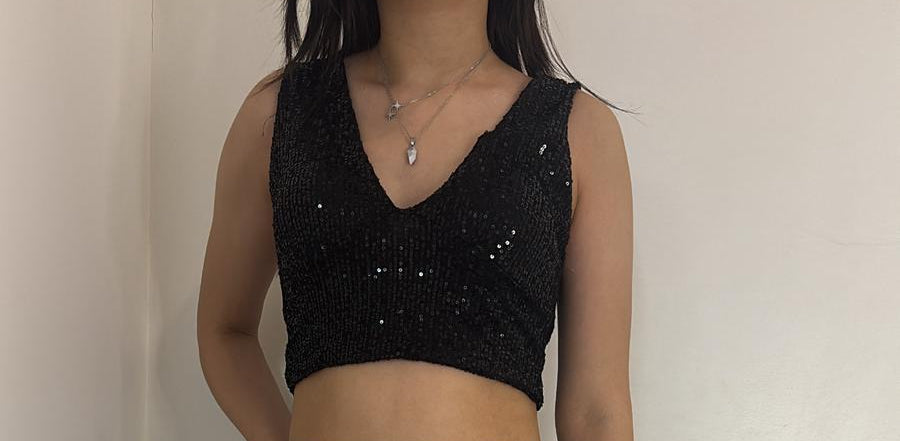 Top à sequins décolleté plongeant
