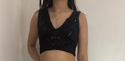 Top à sequins décolleté plongeant