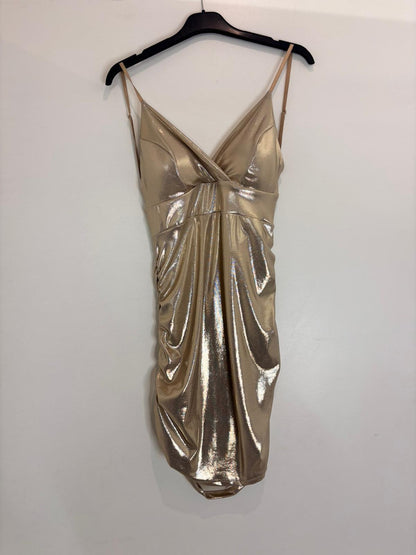 Robe métallisée décolleté croisé & dos nu