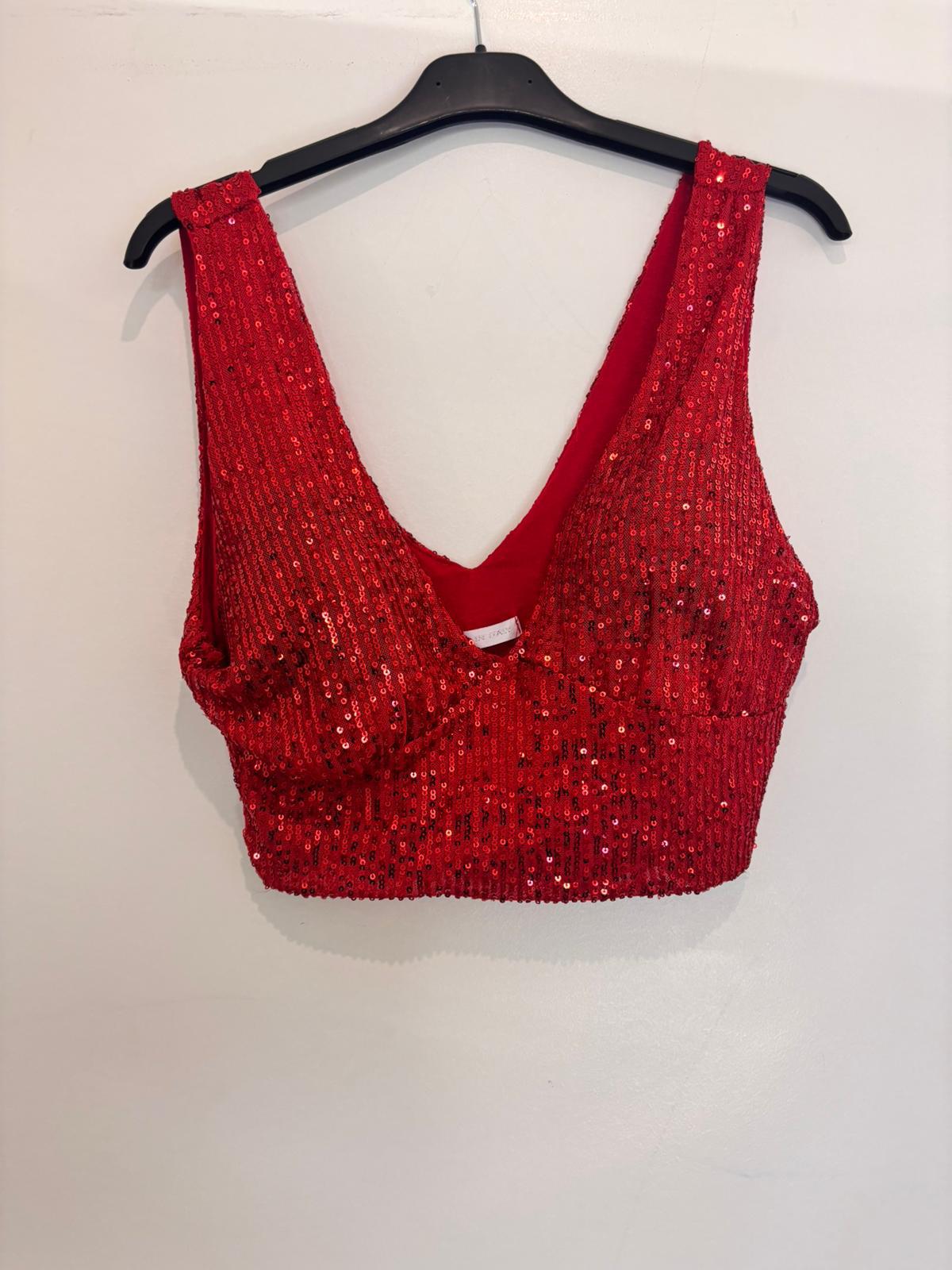 Top à sequins décolleté plongeant