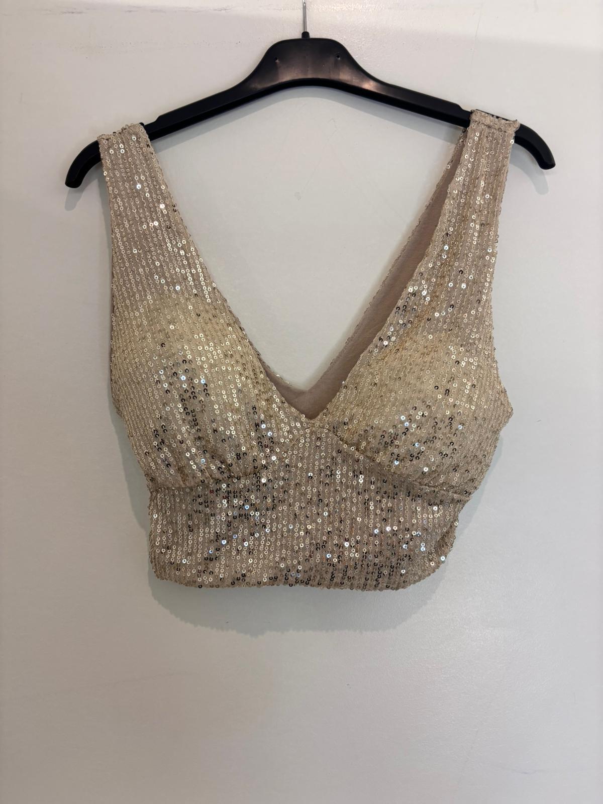 Top à sequins décolleté plongeant