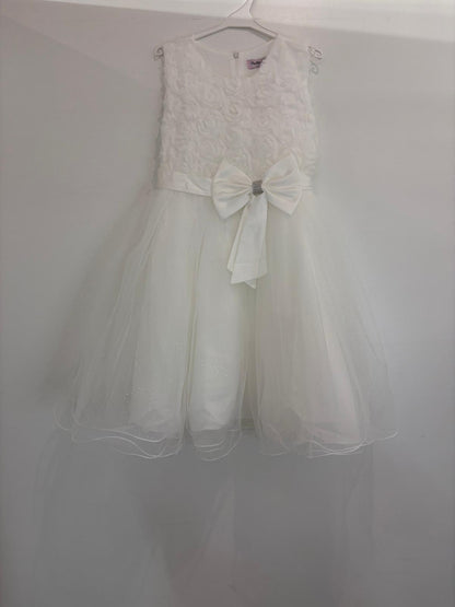 Robe avec roses sculptées & nœud