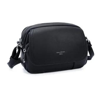 Sac bandoulière noir compact à double compartiment fermeture zippée