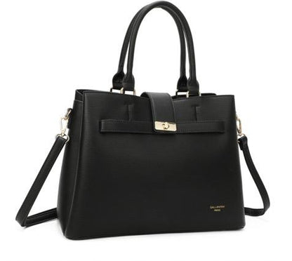 Sac noir classique à structure droite porté main ou bandoulière