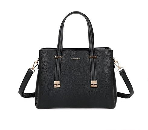 Sac noir à doubles anses avec finitions dorées