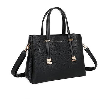 Sac noir à doubles anses avec finitions dorées