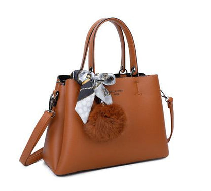 Sac à main avec foulard et pompon porté main & bandoulière