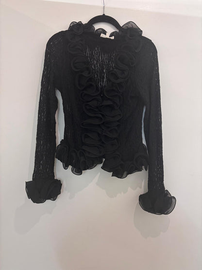 Chemise transparente à volants en dentelle