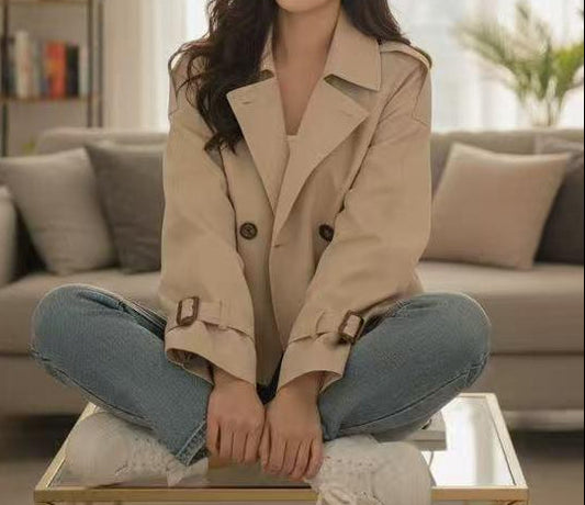 Veste courte trench à double boutonnage
