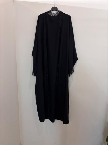 Ensemble long avec kimono et robe assortie en dentelle