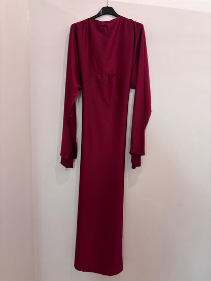 Robe longue satinée à manches fluides