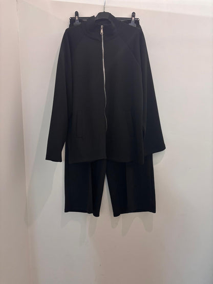 Ensemble oversize zippé veste ample à col montant et pantalon fluide taille haute