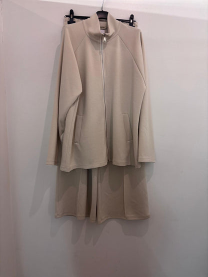 Ensemble oversize zippé veste ample à col montant et pantalon fluide taille haute