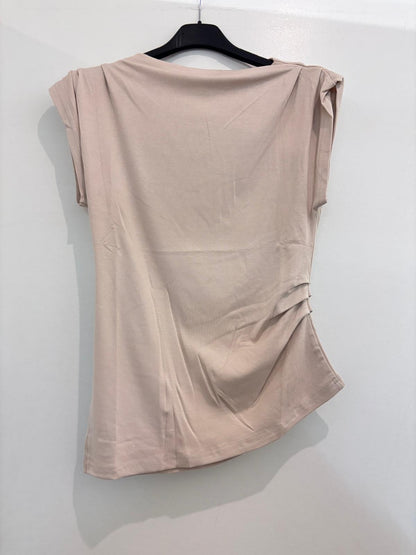 Top drapé à manches courtes