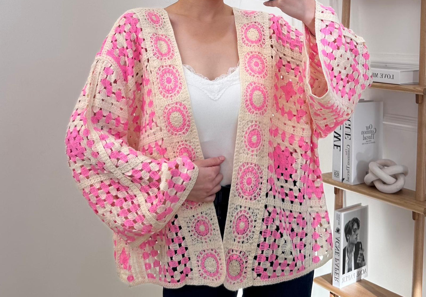 Gilet crochet à motifs géométriques