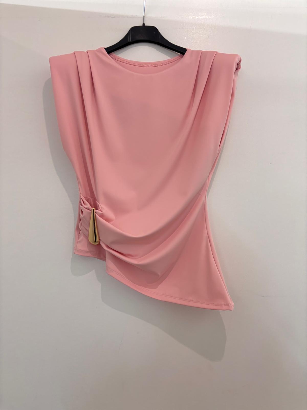 Top asymétrique drapé avec détail bijou