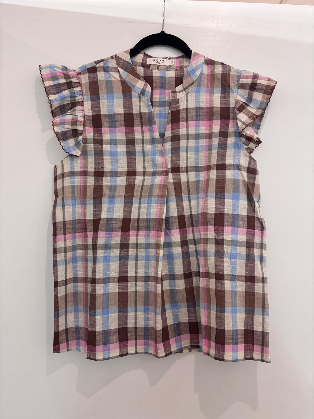 Blouse rayée à manches volantées