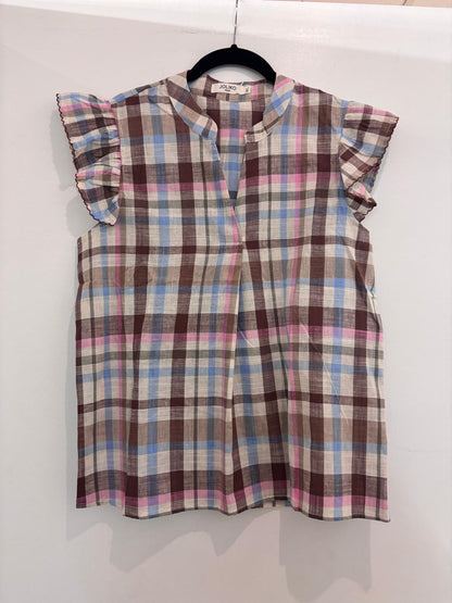 Blouse rayée à manches volantées