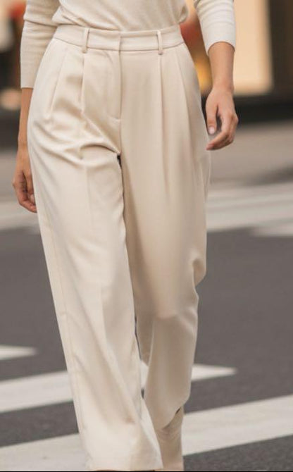 Pantalon taille haute coupe droite