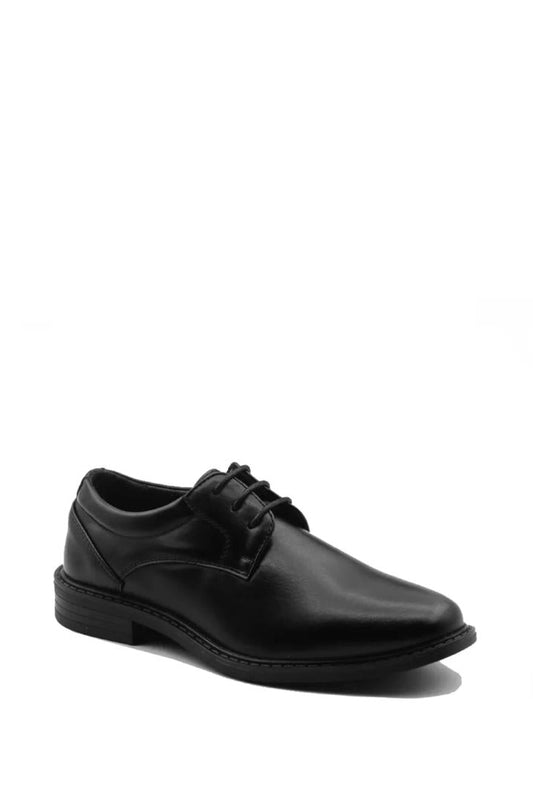 Chaussure derby noire en simili cuir lisse avec lacets