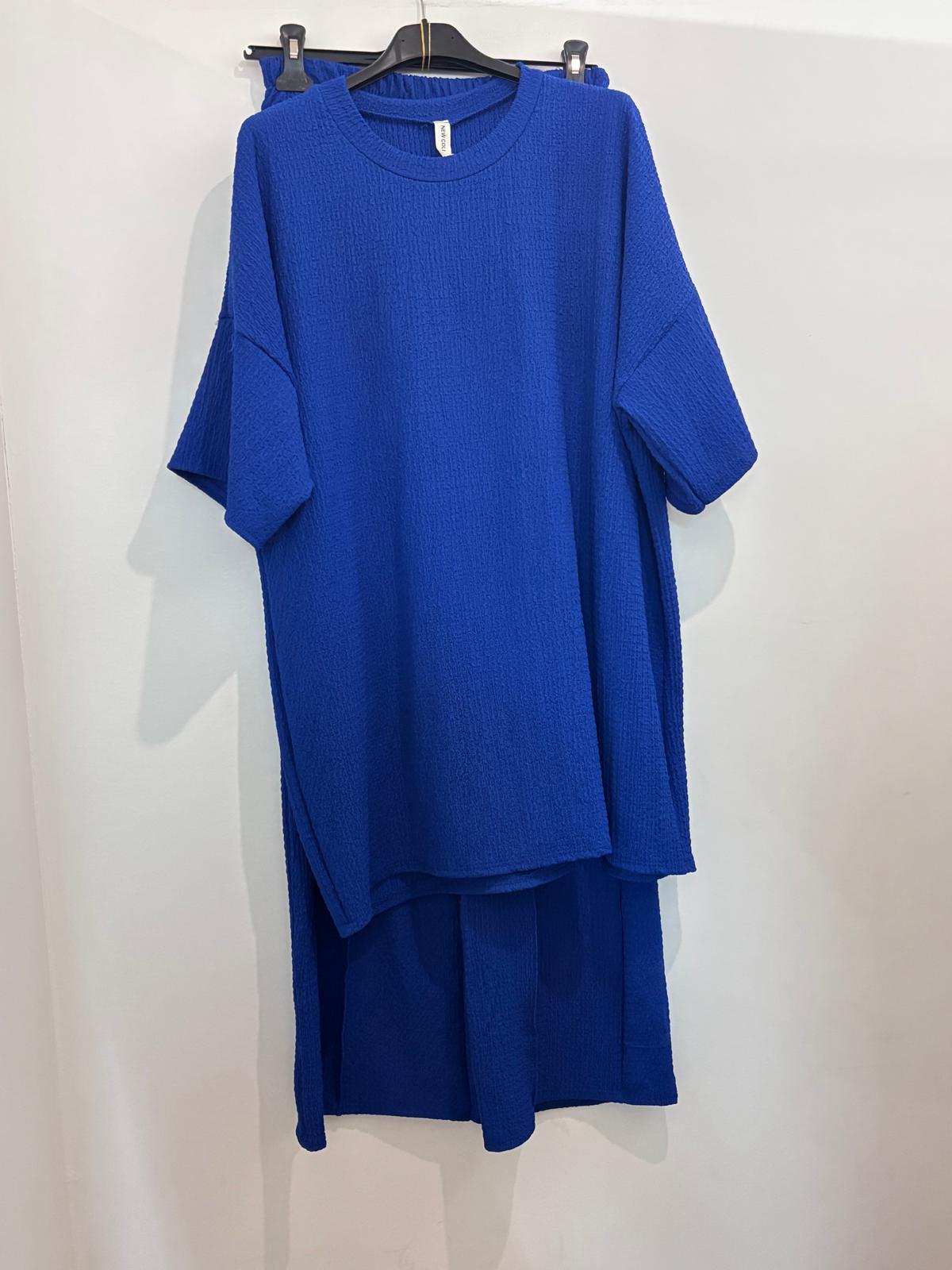 Ensemble côtelé – Top oversize manches mi-longues & pantalon wide-Leg fluide