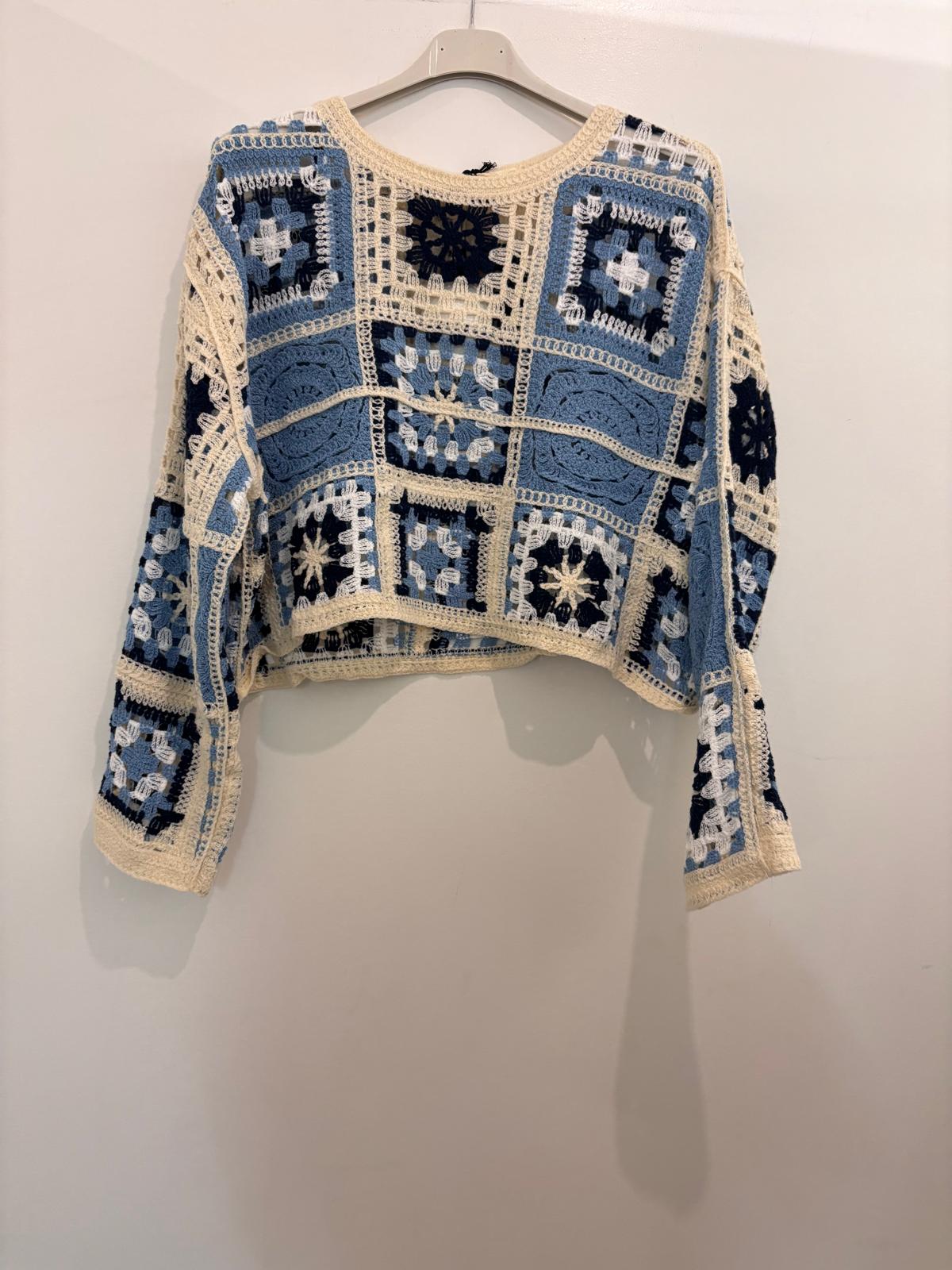 Top crop crochet manches longues