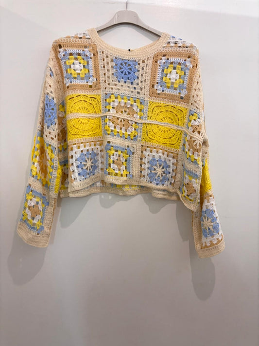 Top crop crochet manches longues