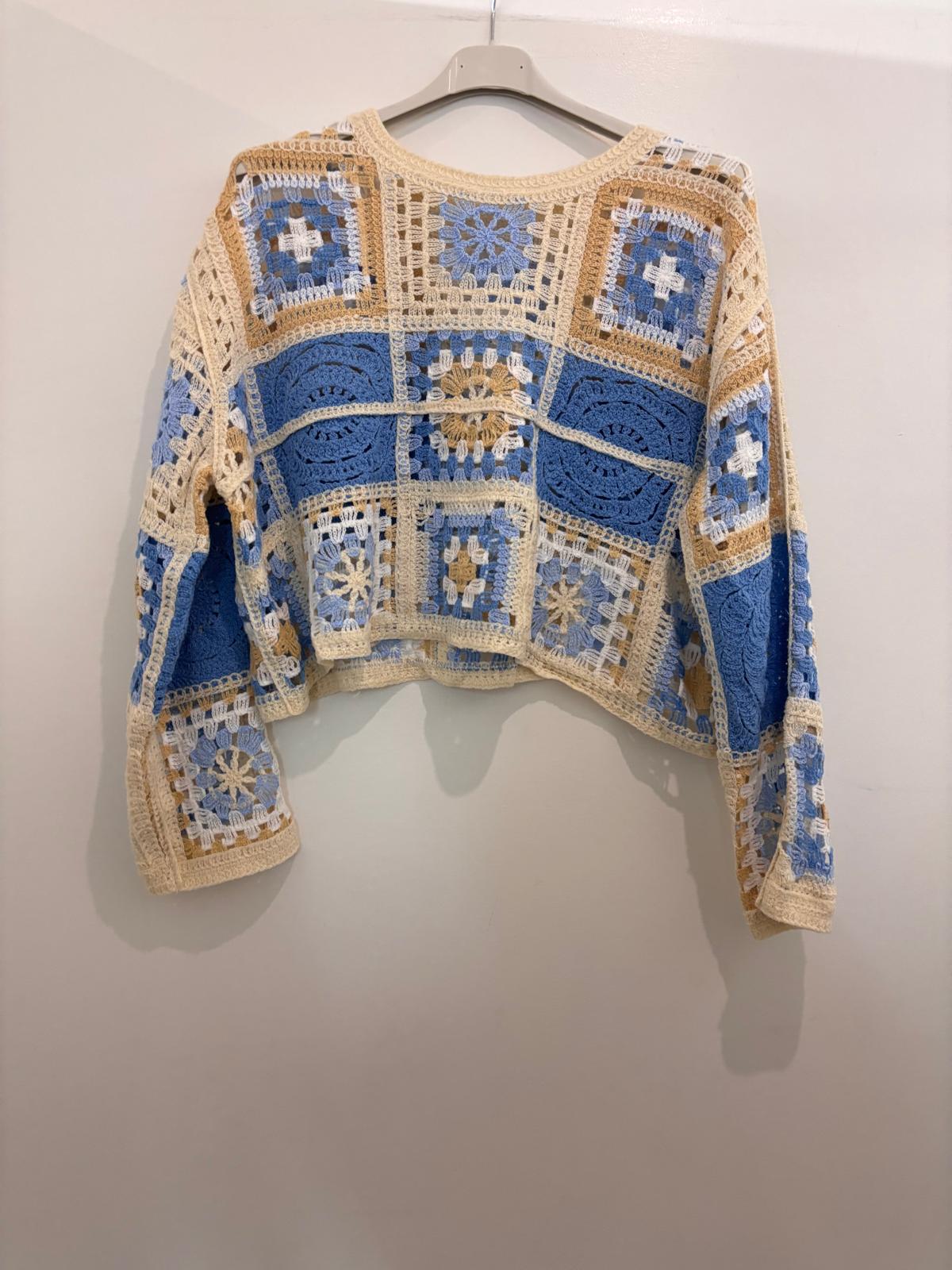 Top crop crochet manches longues