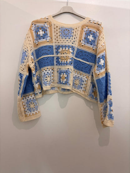 Top crop crochet manches longues