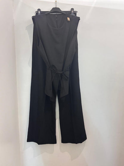 Ensemble  – Top sans manches ceinturé avec broche dorée& pantalon wide-leg