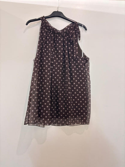 Top halter pois col montant nœud lavallière