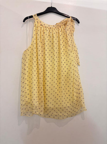 Top halter pois col montant nœud lavallière