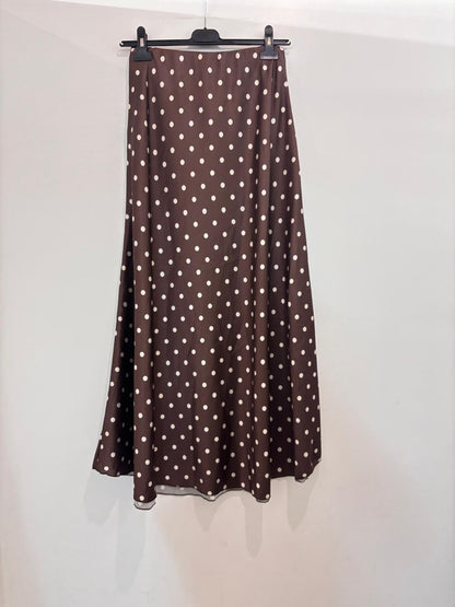 Jupe longue fluide pois coupe évasée & taille élastiquée