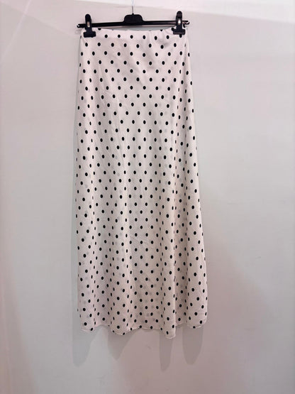 Jupe longue fluide pois coupe évasée & taille élastiquée