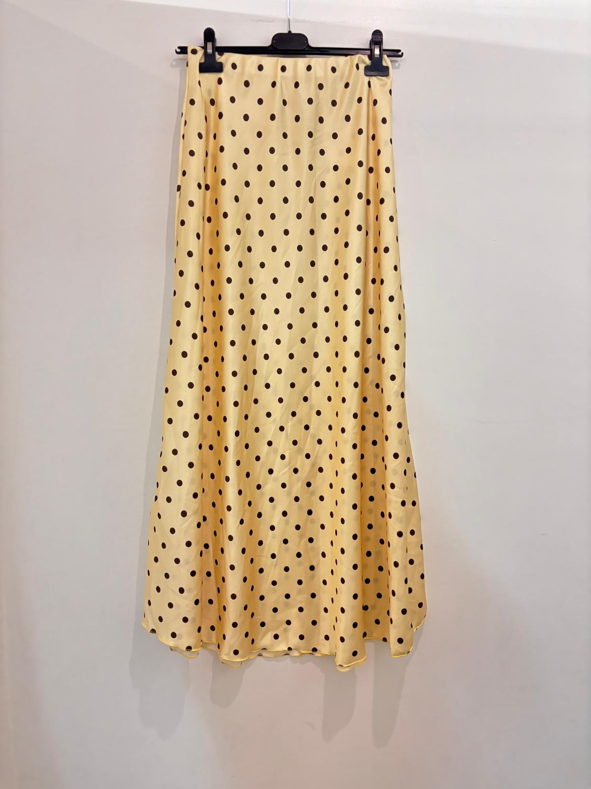 Jupe longue fluide pois coupe évasée & taille élastiquée
