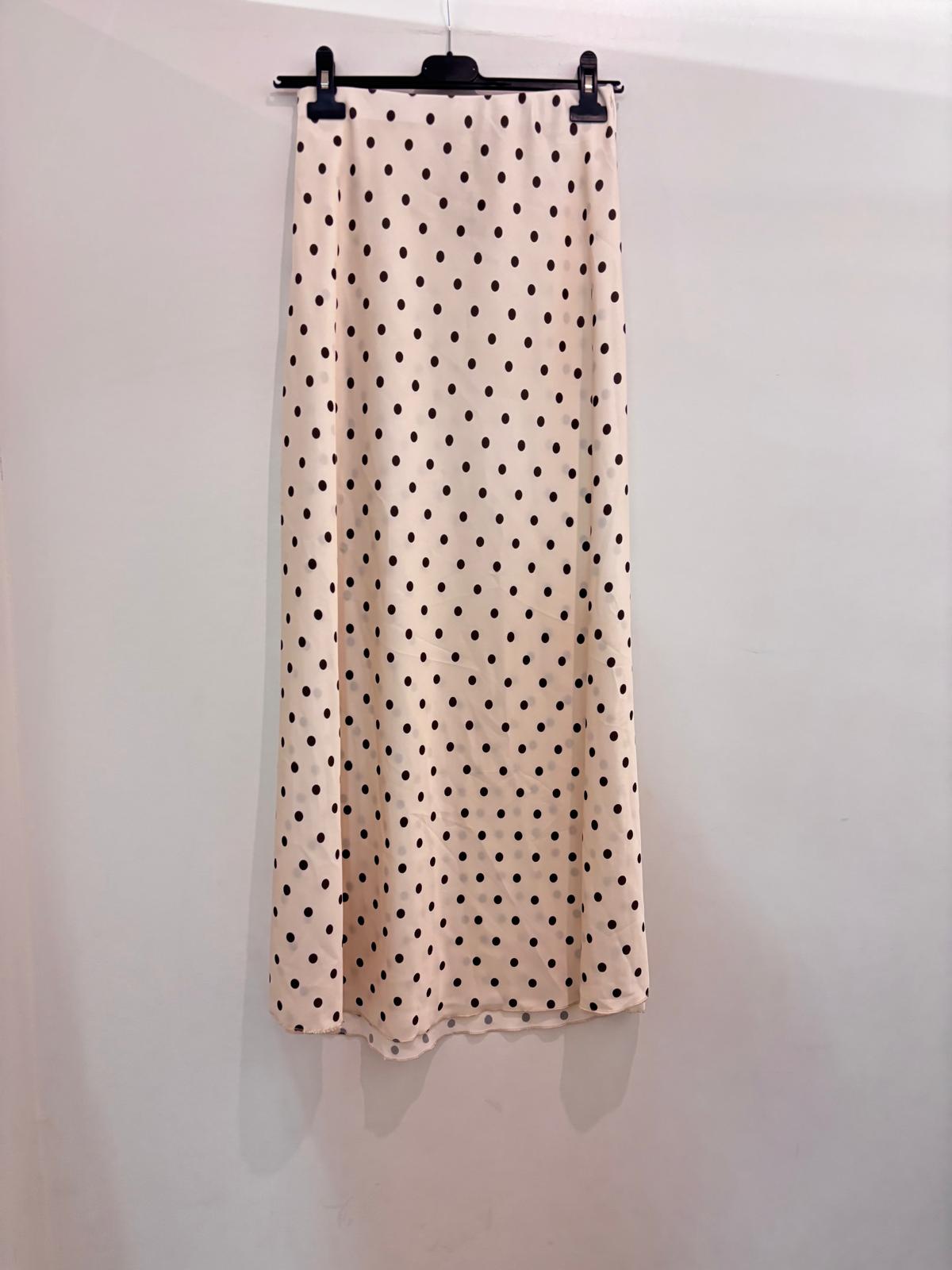 Jupe longue fluide pois coupe évasée & taille élastiquée