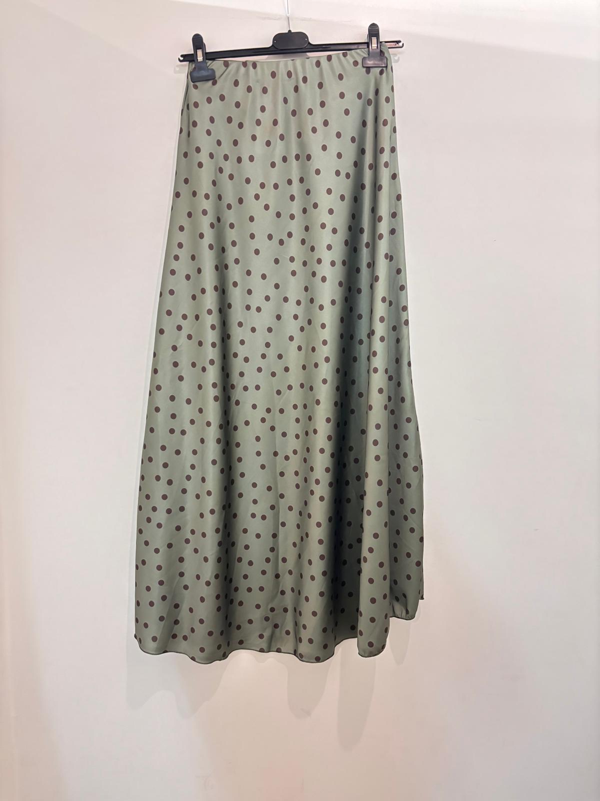 Jupe longue fluide pois coupe évasée & taille élastiquée