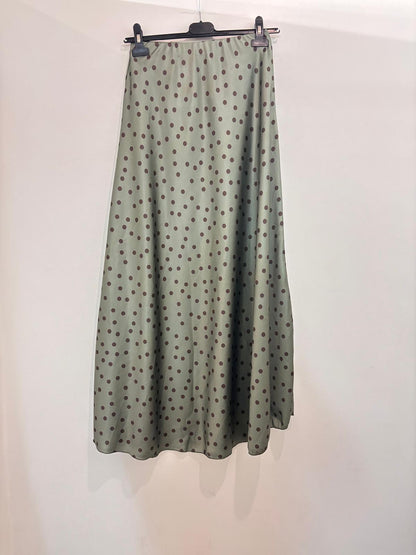 Jupe longue fluide pois coupe évasée & taille élastiquée
