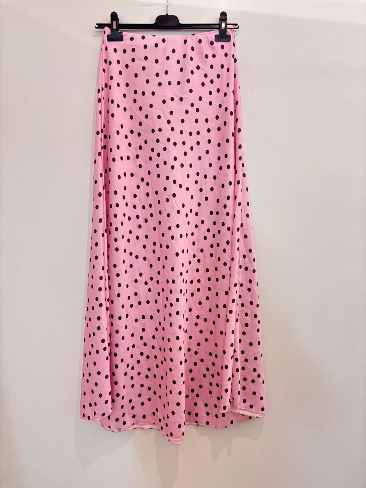 Jupe longue fluide pois coupe évasée & taille élastiquée