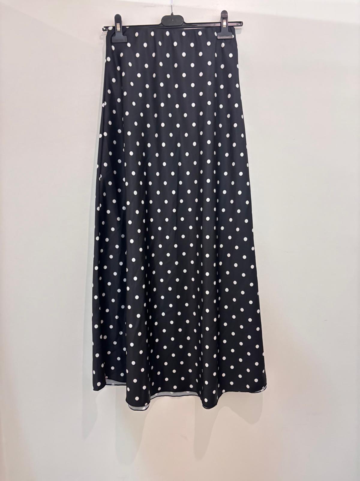 Jupe longue fluide pois coupe évasée & taille élastiquée