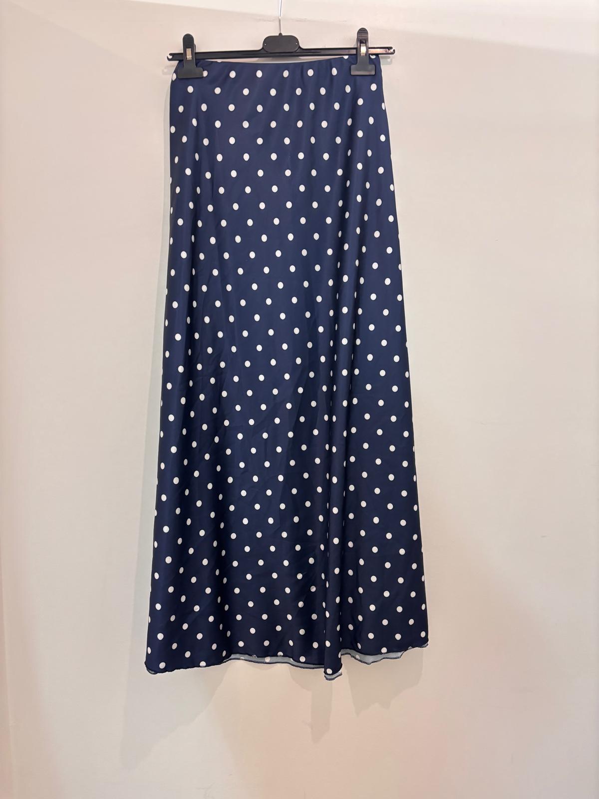 Jupe longue fluide pois coupe évasée & taille élastiquée